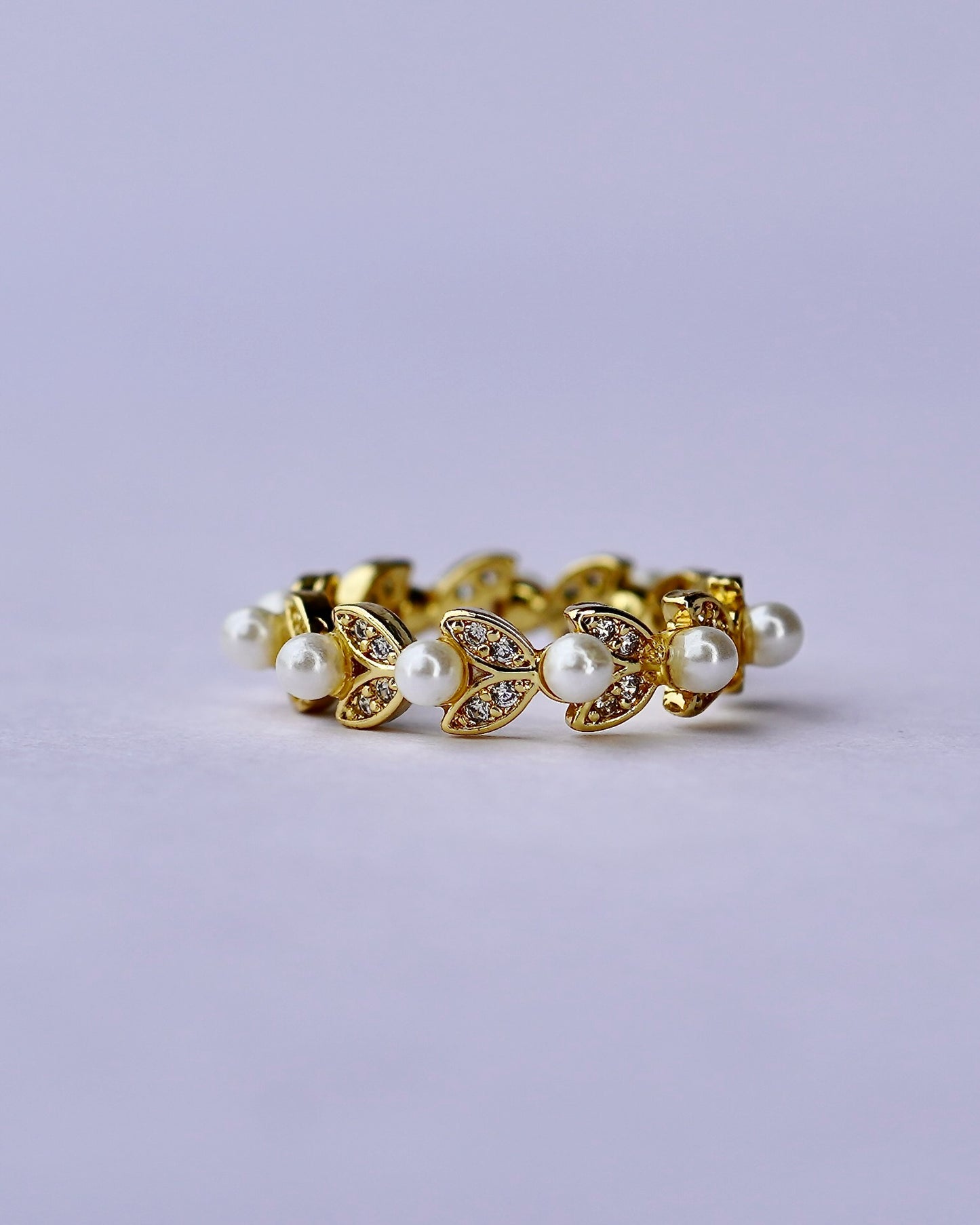 Pearl Leaf Ring – Gold Plated