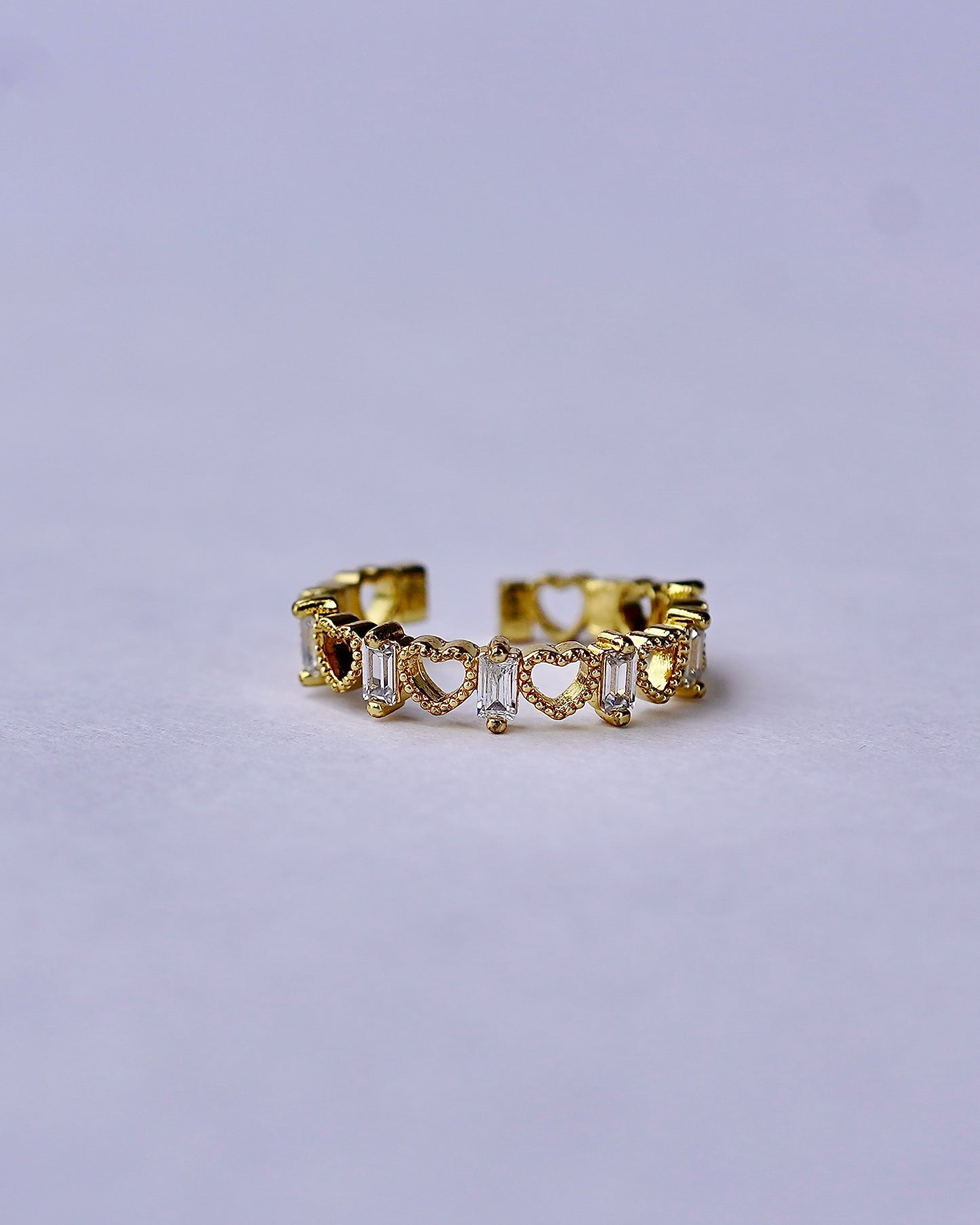 Heart & Baguette Crystal Ring