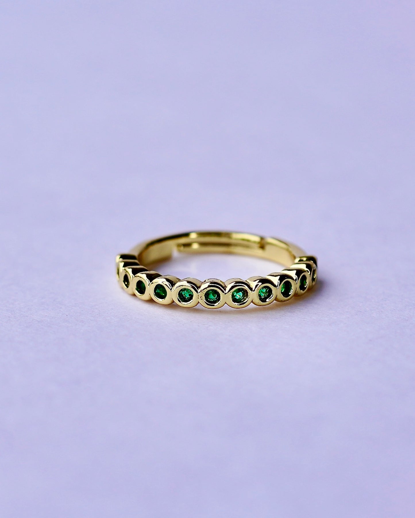 Gold Plated Ring with Green Zirconia – Elegant Band