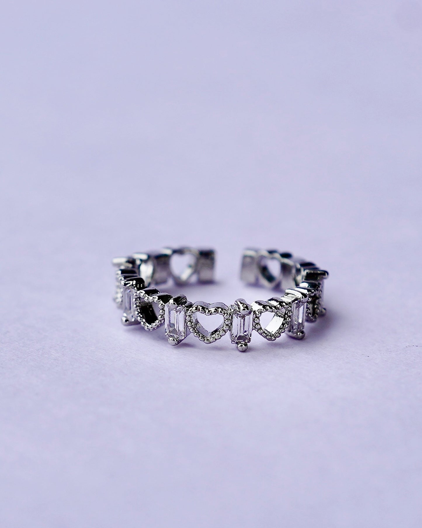 Elegant Heart & Baguette Ring