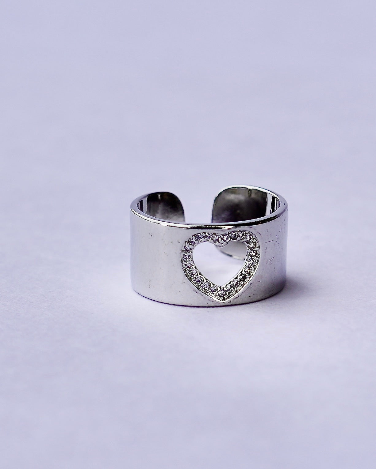Crystal Heart Cutout Ring