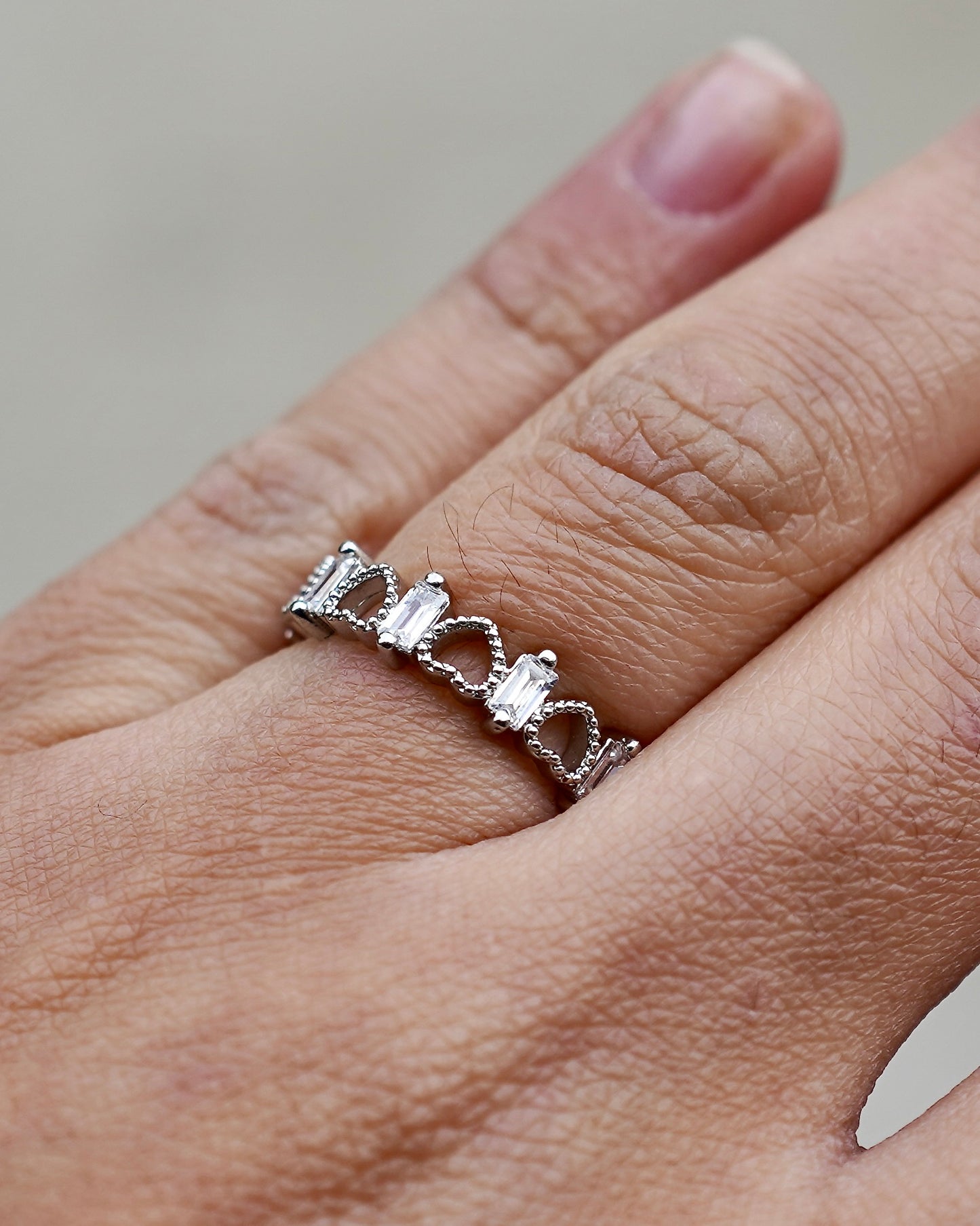 Elegant Heart & Baguette Ring