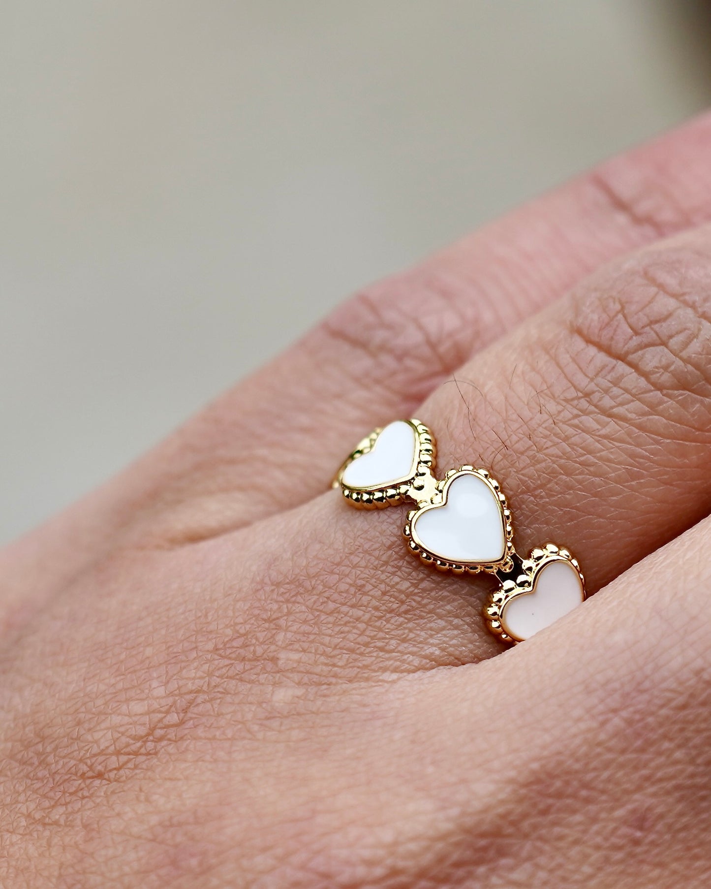 White Enamel Heart Ring