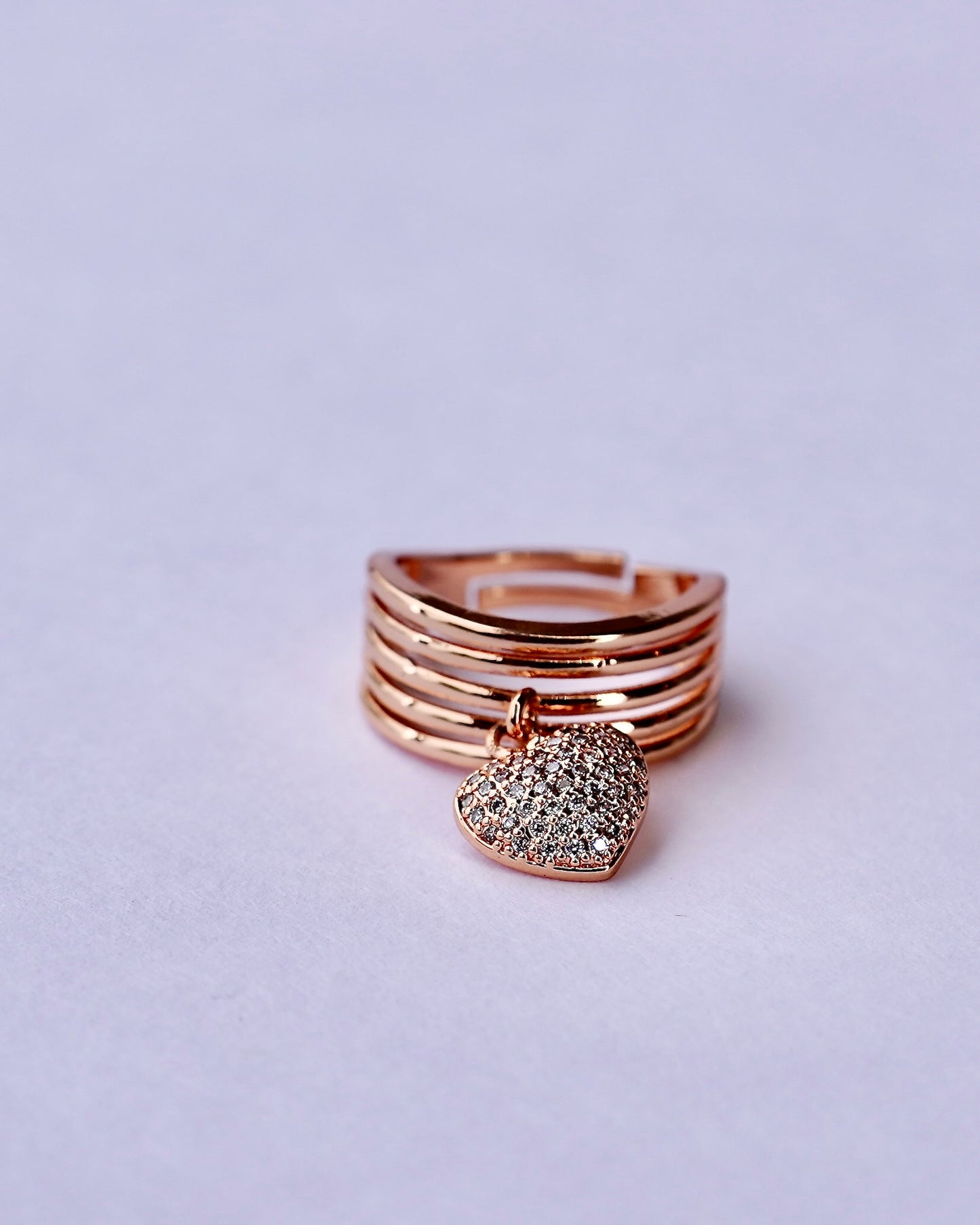 Heart Charm Multi-Band Ring