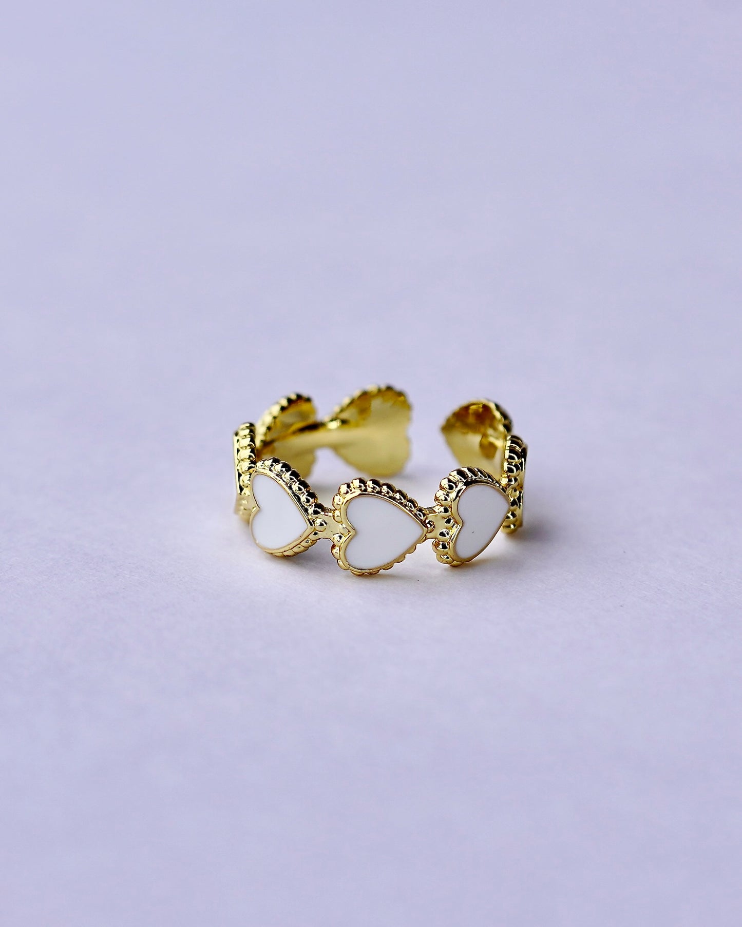 White Enamel Heart Ring