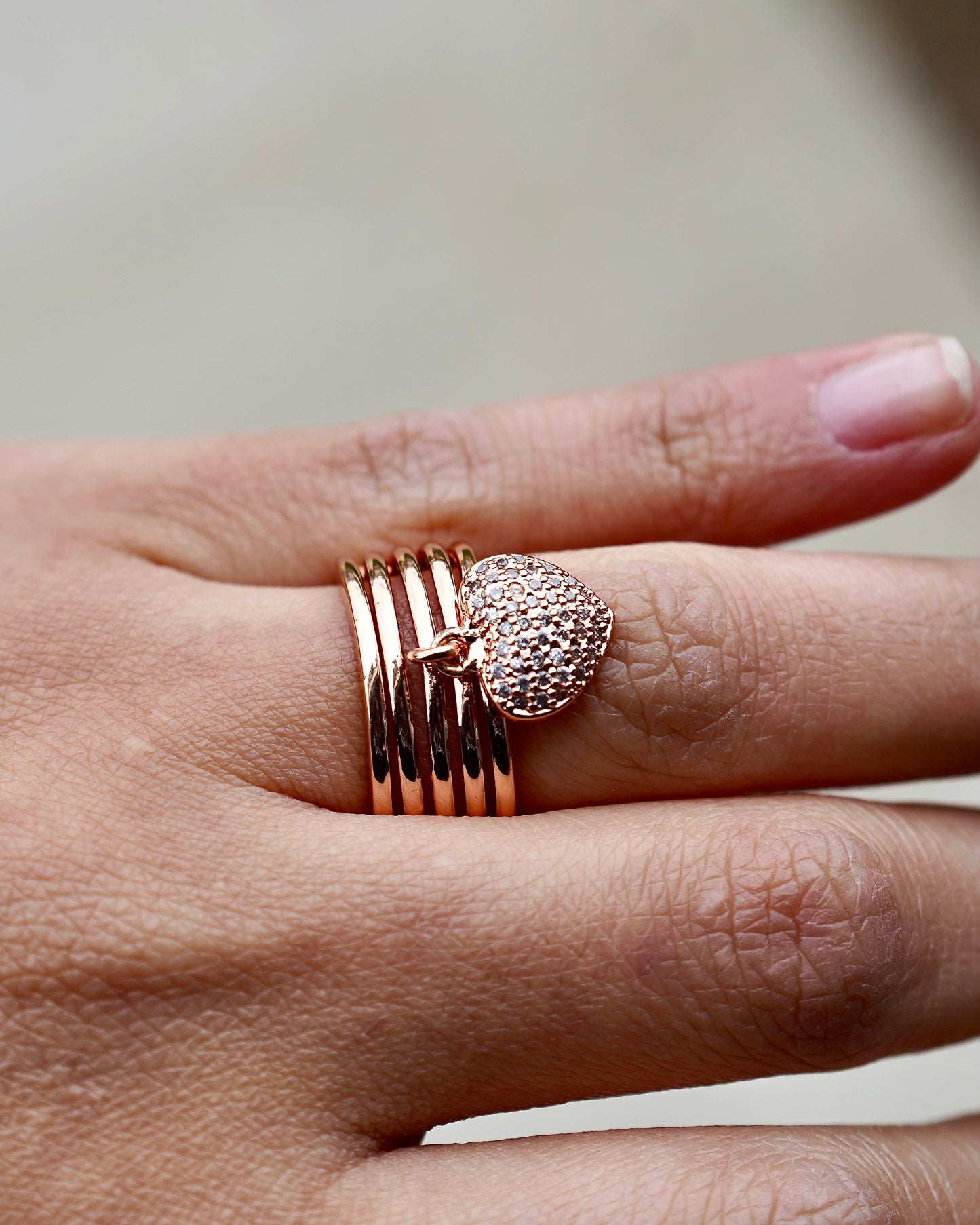 Heart Charm Multi-Band Ring