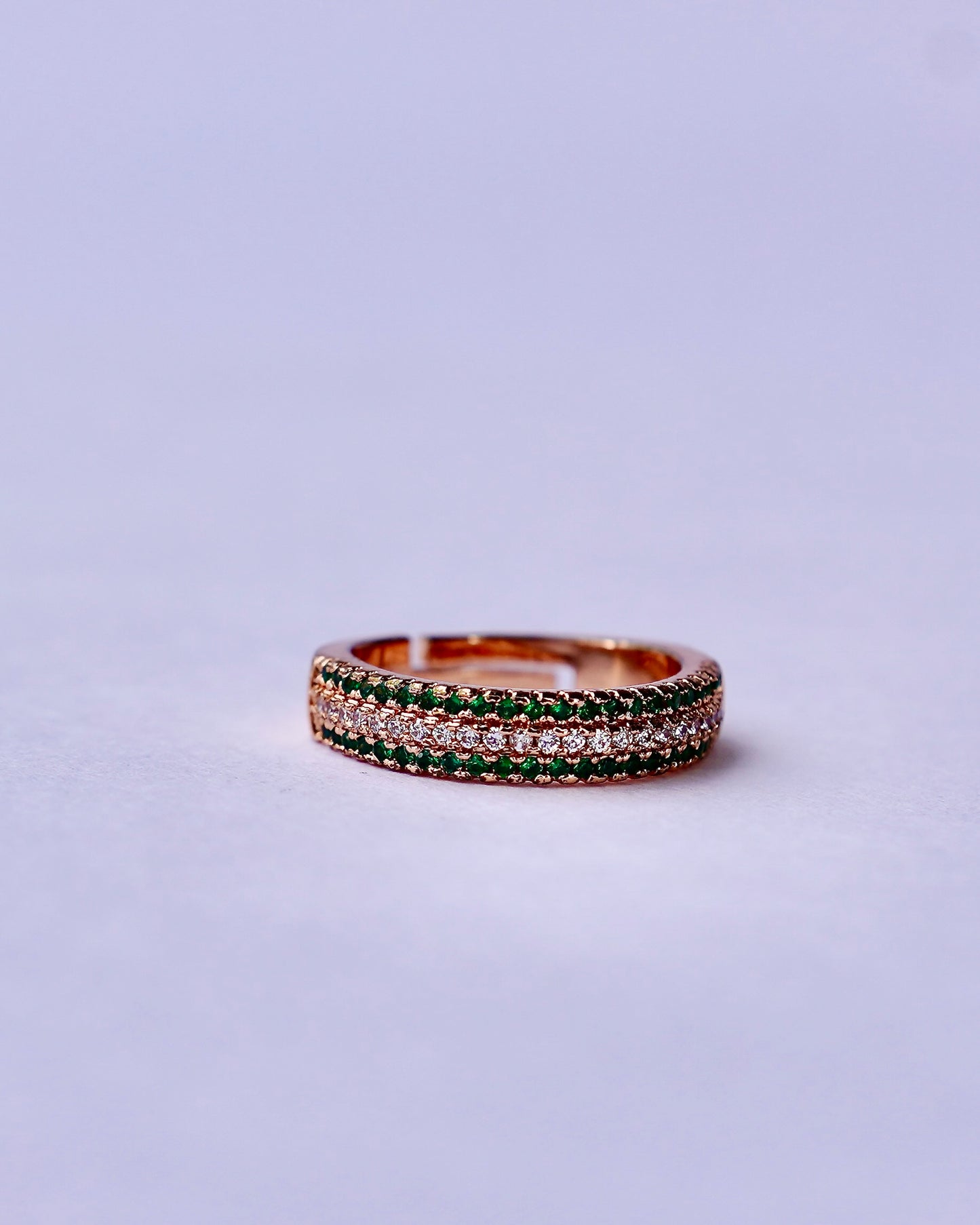 Emerald & Diamond Pavé Band Ring
