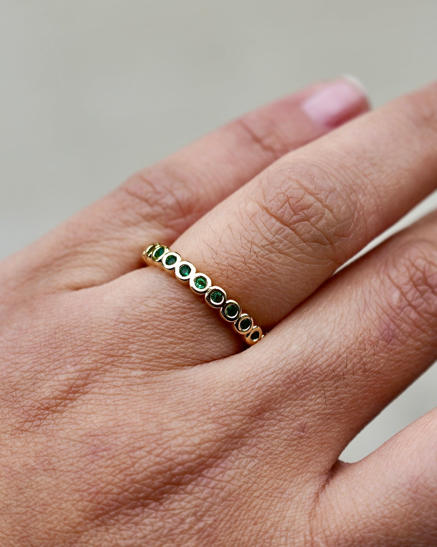 Gold Plated Ring with Green Zirconia – Elegant Band