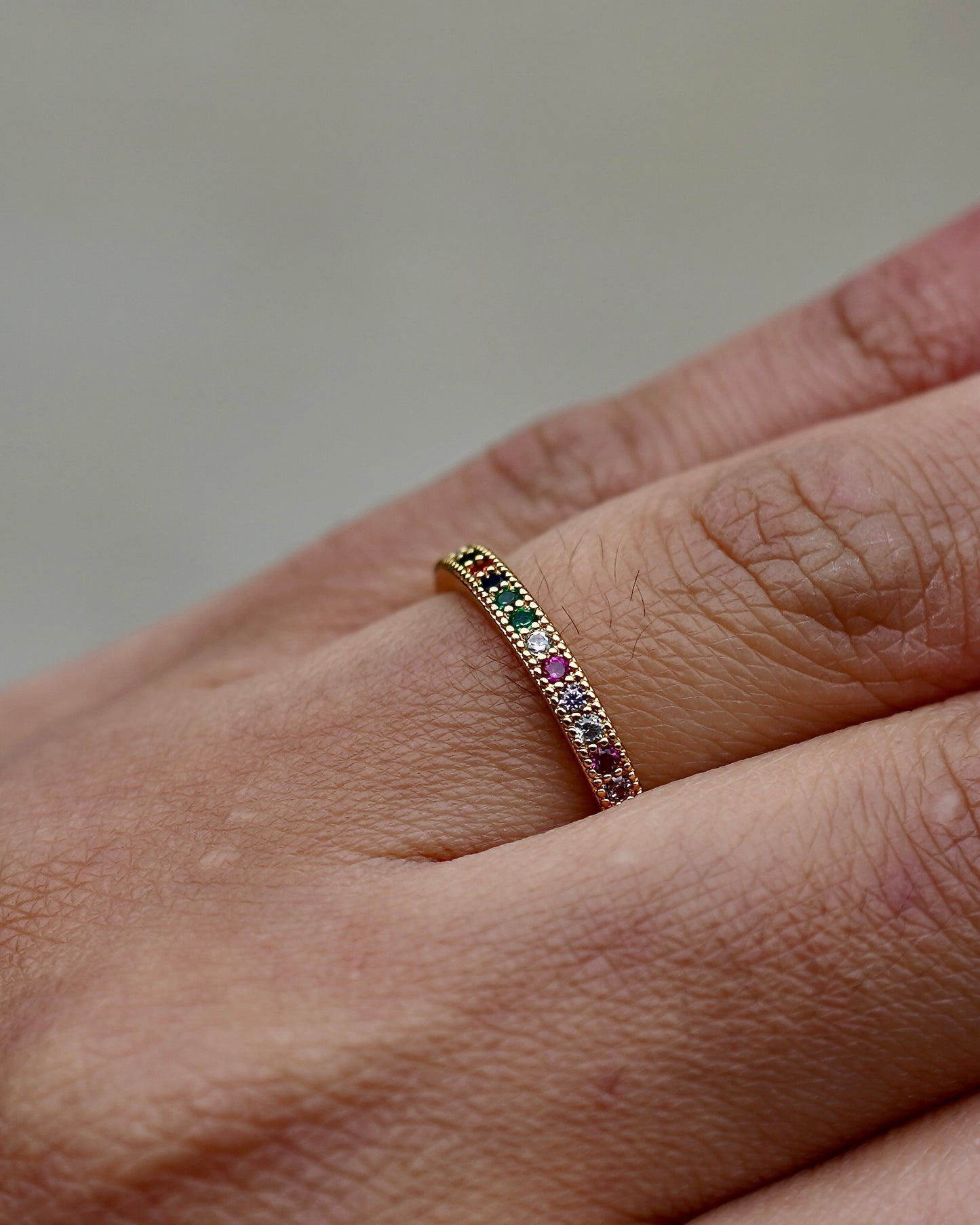 Rainbow Sparkle Adjustable Ring – Colorful Elegance