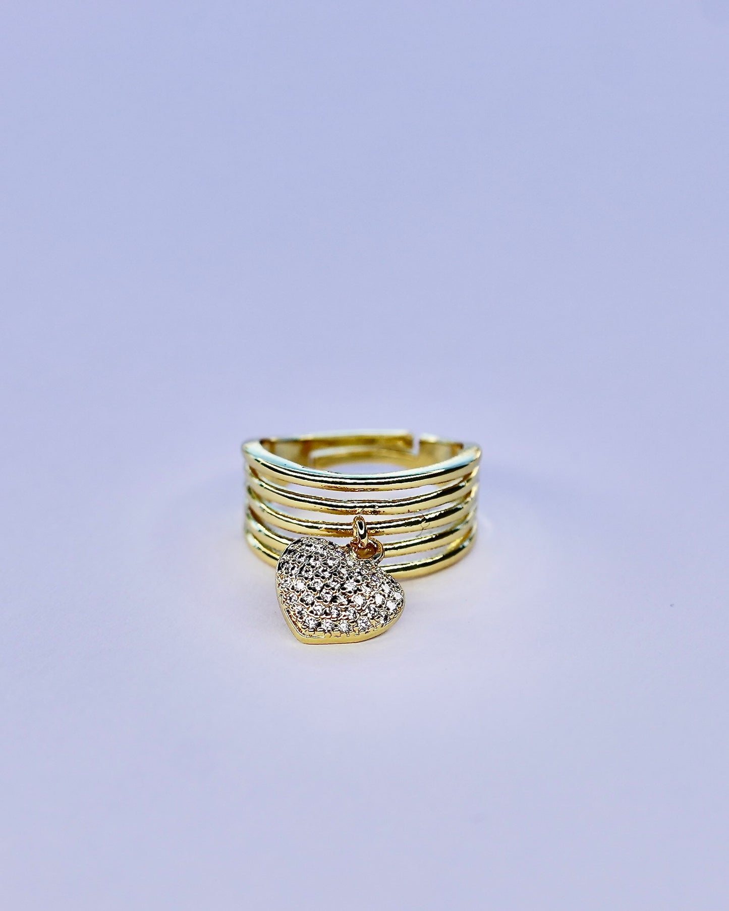 Heart Charm Multi-Band Ring