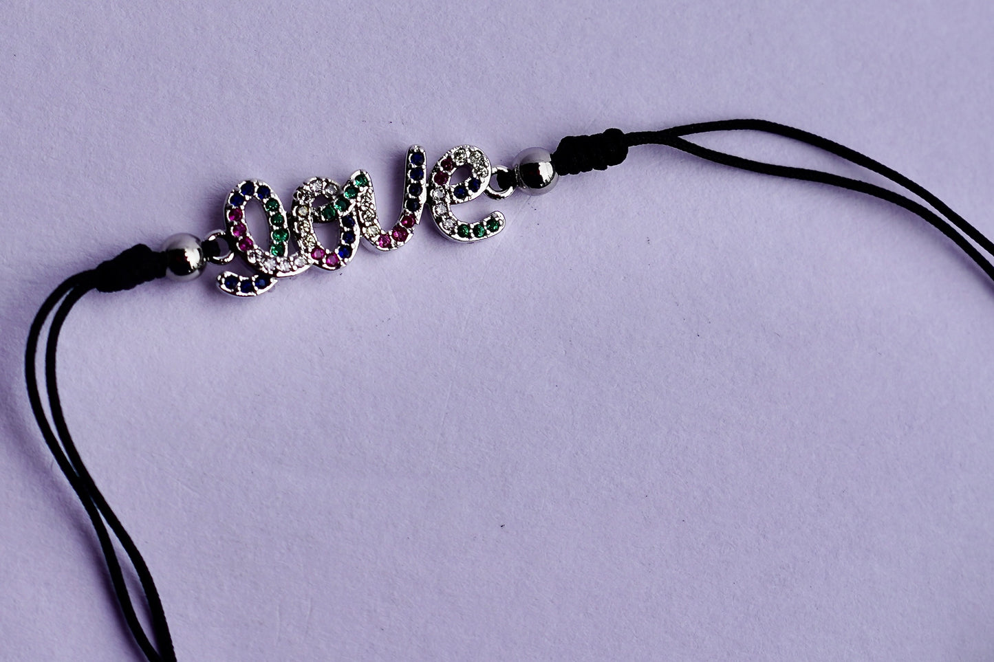 Adjustable “Love” Bracelet with Multicolor Stones