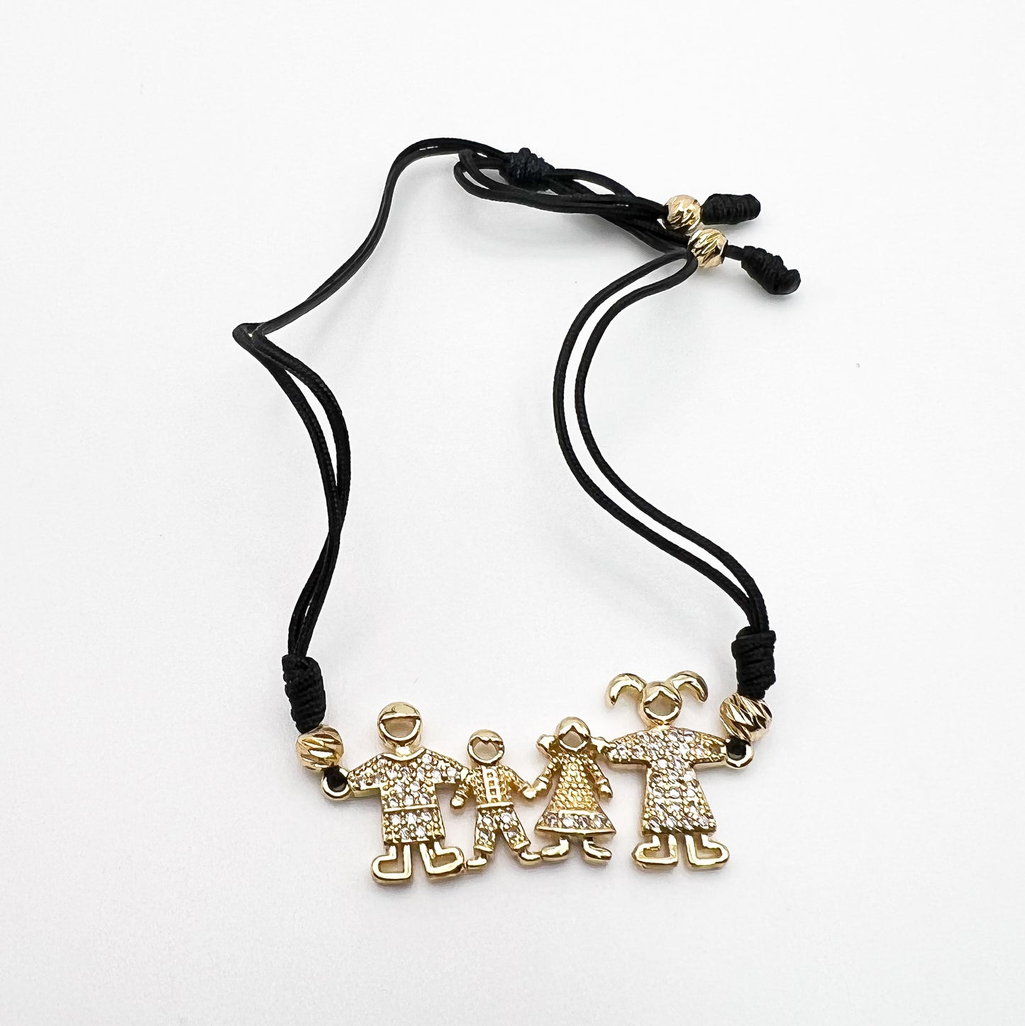 Family Love Adjustable Bracelet – Gold Plated with Cubic Zirconia