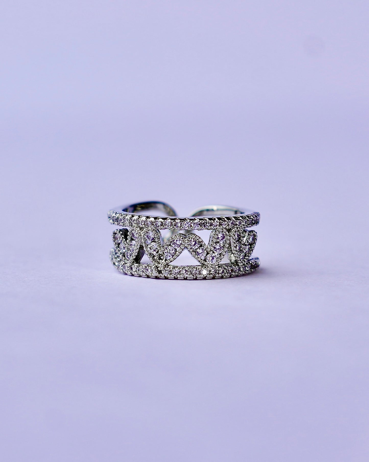 Adjustable Intertwined Zirconia Ring – Elegant Fashion Jewelry