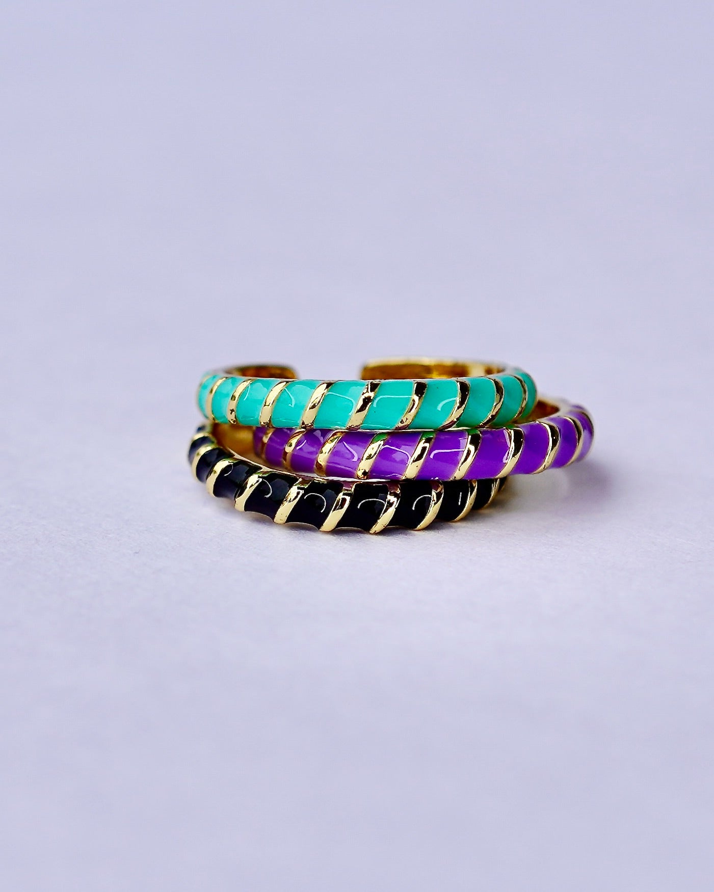 Enamel Spiral Rings – Adjustable Fashion Jewelry