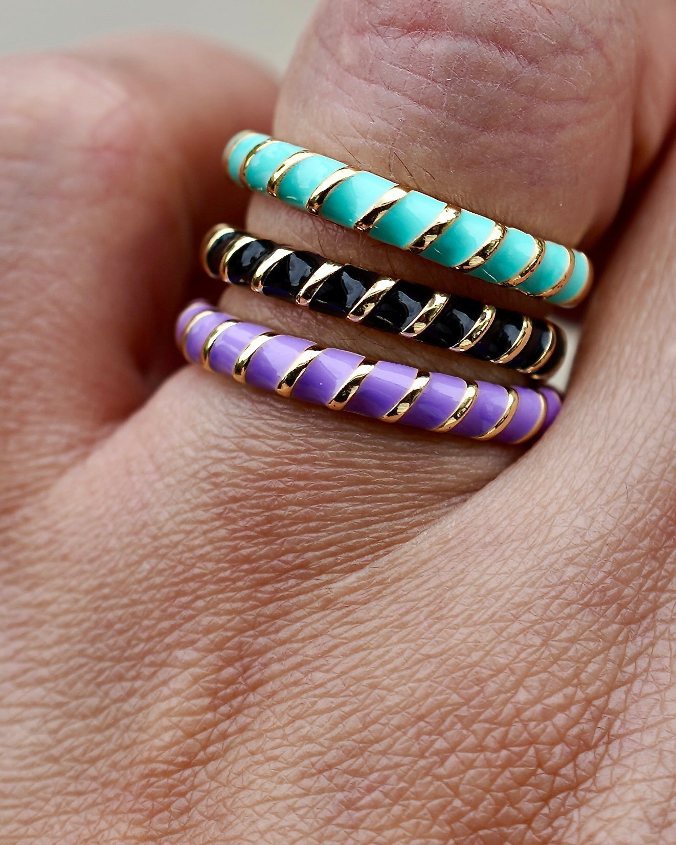 Enamel Spiral Rings – Adjustable Fashion Jewelry