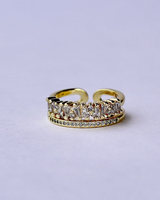 Double Row Crystal Band Ring – Adjustable Elegance