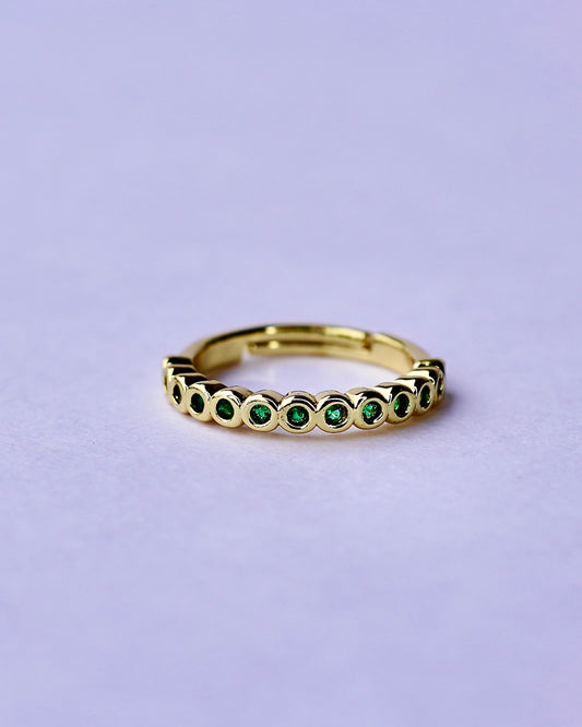 Gold Plated Ring with Green Zirconia – Elegant Band