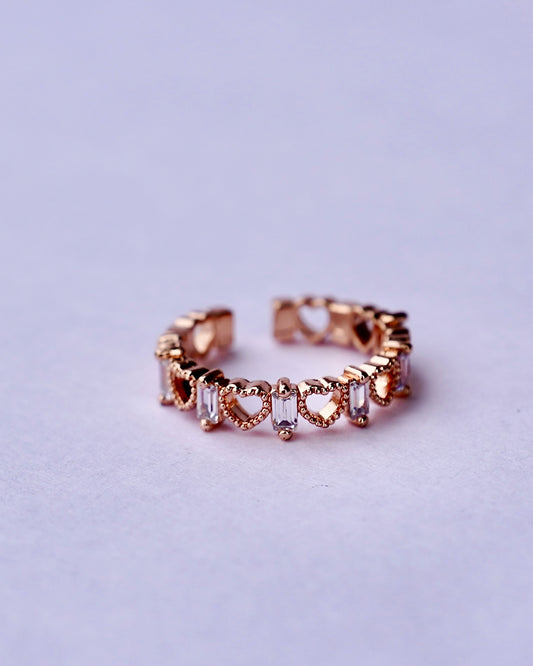 Heart Link Baguette Ring