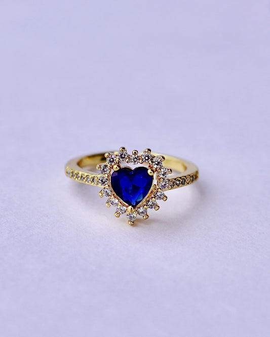 Royal Blue Heart Halo Ring