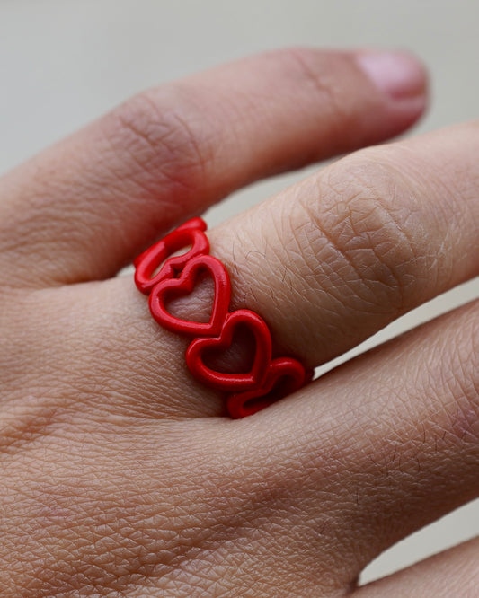 Red Heart Band Ring