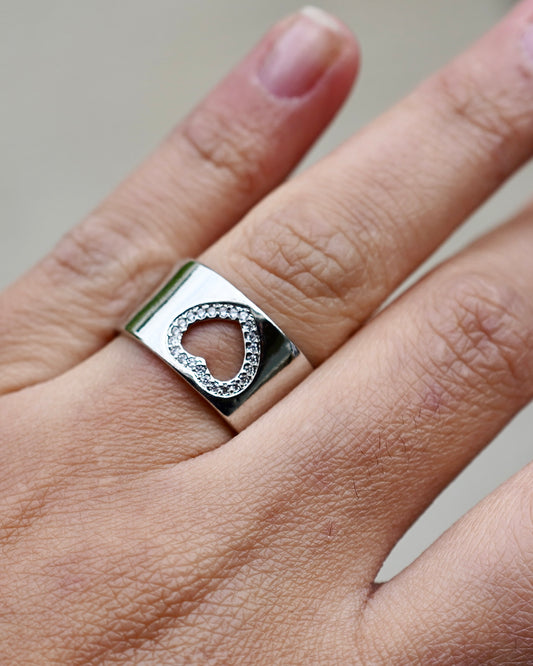 Crystal Heart Cutout Ring