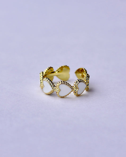 White Enamel Heart Ring