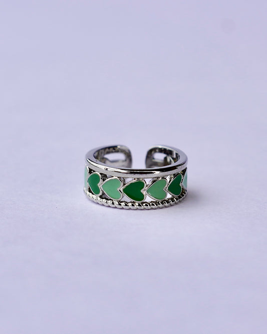 Green Heart Adjustable Ring – Sterling Style