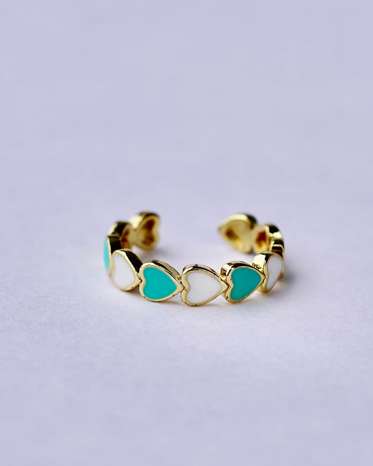 Ocean Heart Enamel Ring