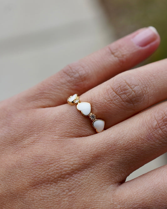 White Heart Sparkle Ring