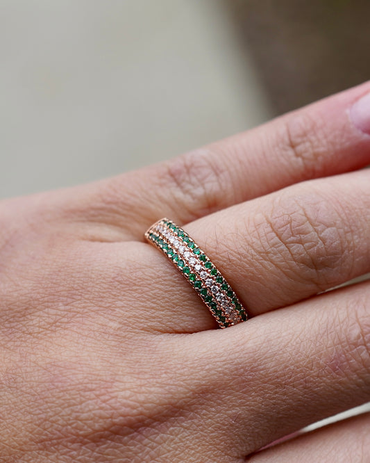 Emerald & Diamond Pavé Band Ring