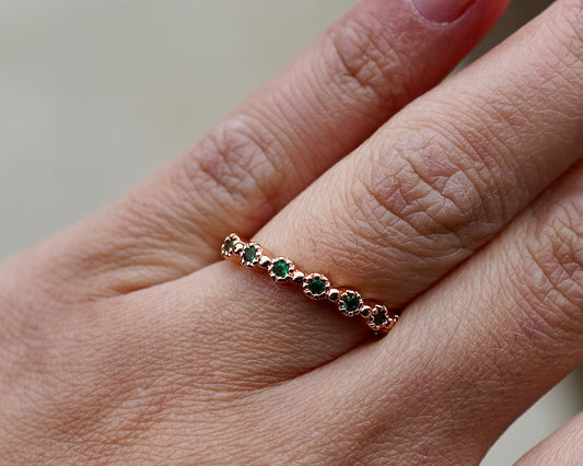Delicate Emerald Dots Ring