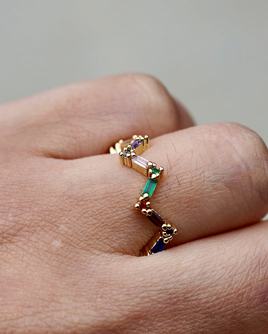 Rainbow Zigzag Ring