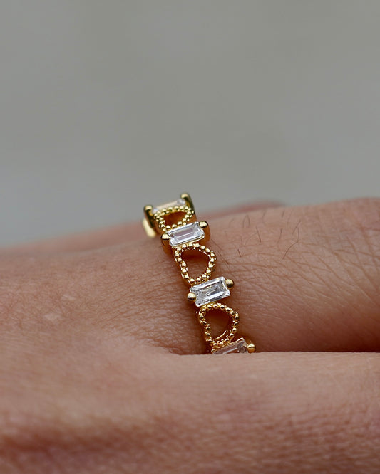 Heart & Baguette Crystal Ring
