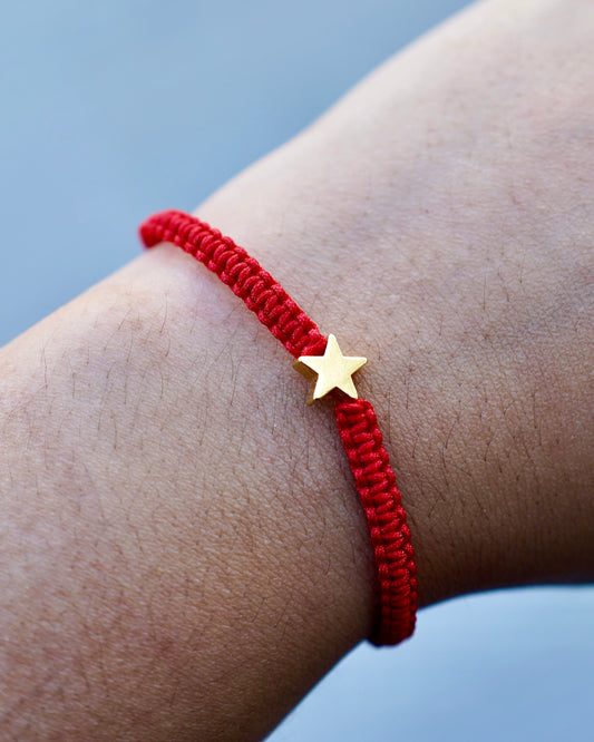 Red String Bracelet with Gold-Plated Star