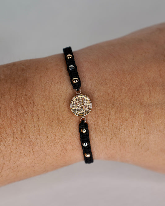 Faith & Strength Adjustable Bracelet – Gold-Plated Charm with Black Cord