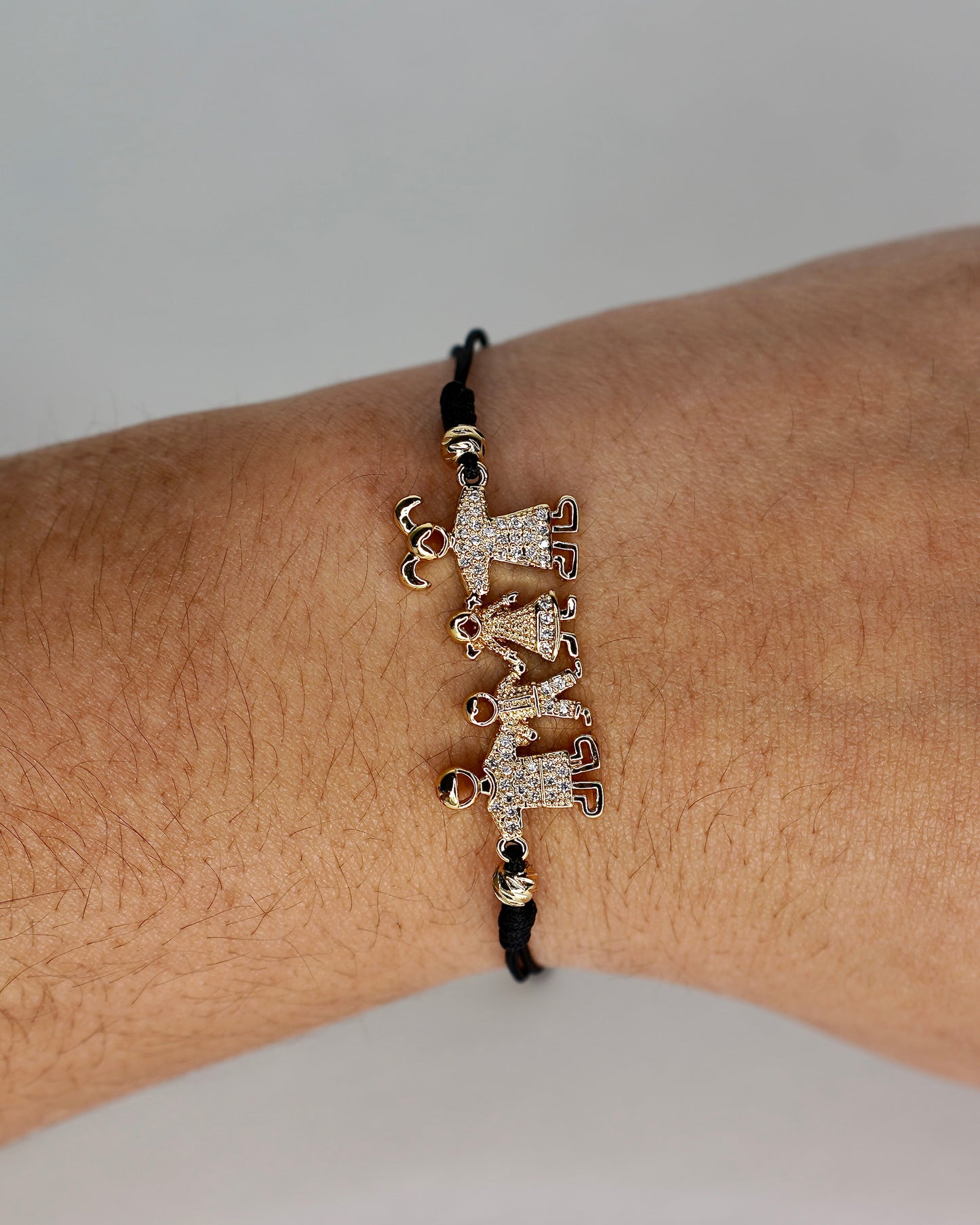 Family Love Adjustable Bracelet – Gold Plated with Cubic Zirconia
