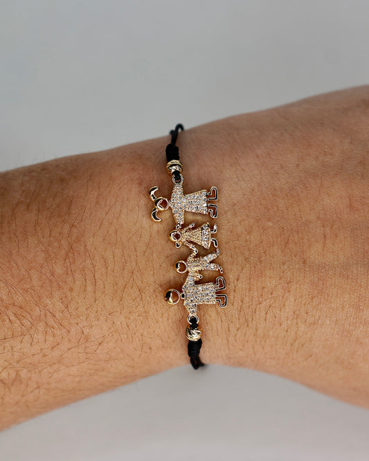 Family Love Adjustable Bracelet – Gold Plated with Cubic Zirconia