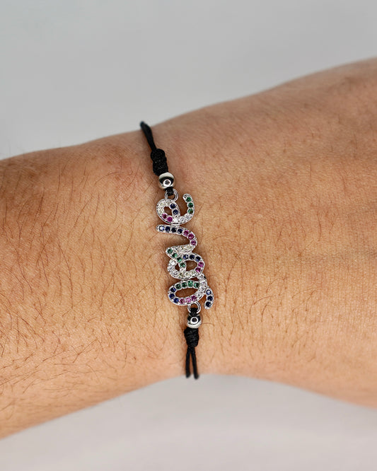 Adjustable “Love” Bracelet with Multicolor Stones
